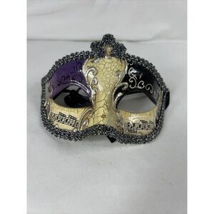 Vintage Masquerade Eye‎ Mask Purple ,black and Silver Music Notes
